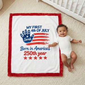 Born In America's 250th Year - Personalized Baby Blanket