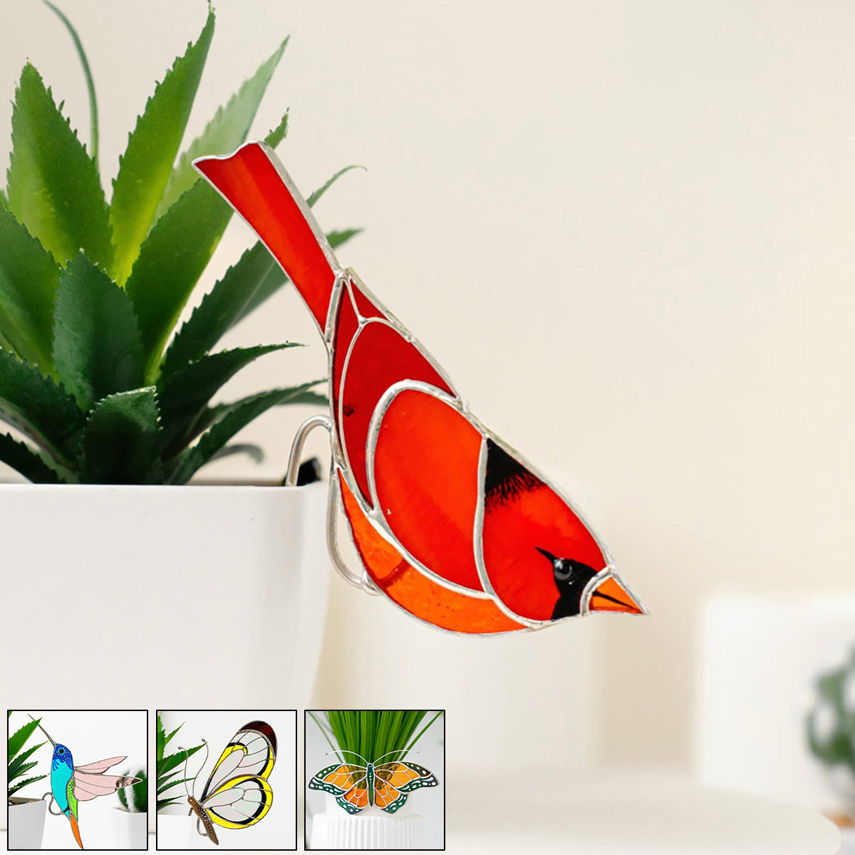 Stained glass planter farmhouse decor - Mother's Day gift for mom grandma