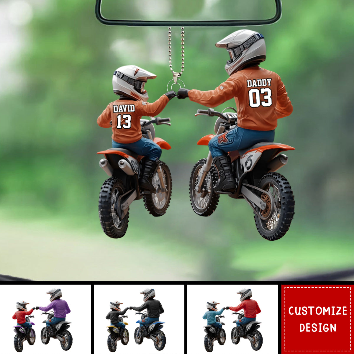 Dirt Bike Dad And Kid - Personalized Dirt Bike Personalized Car Ornament