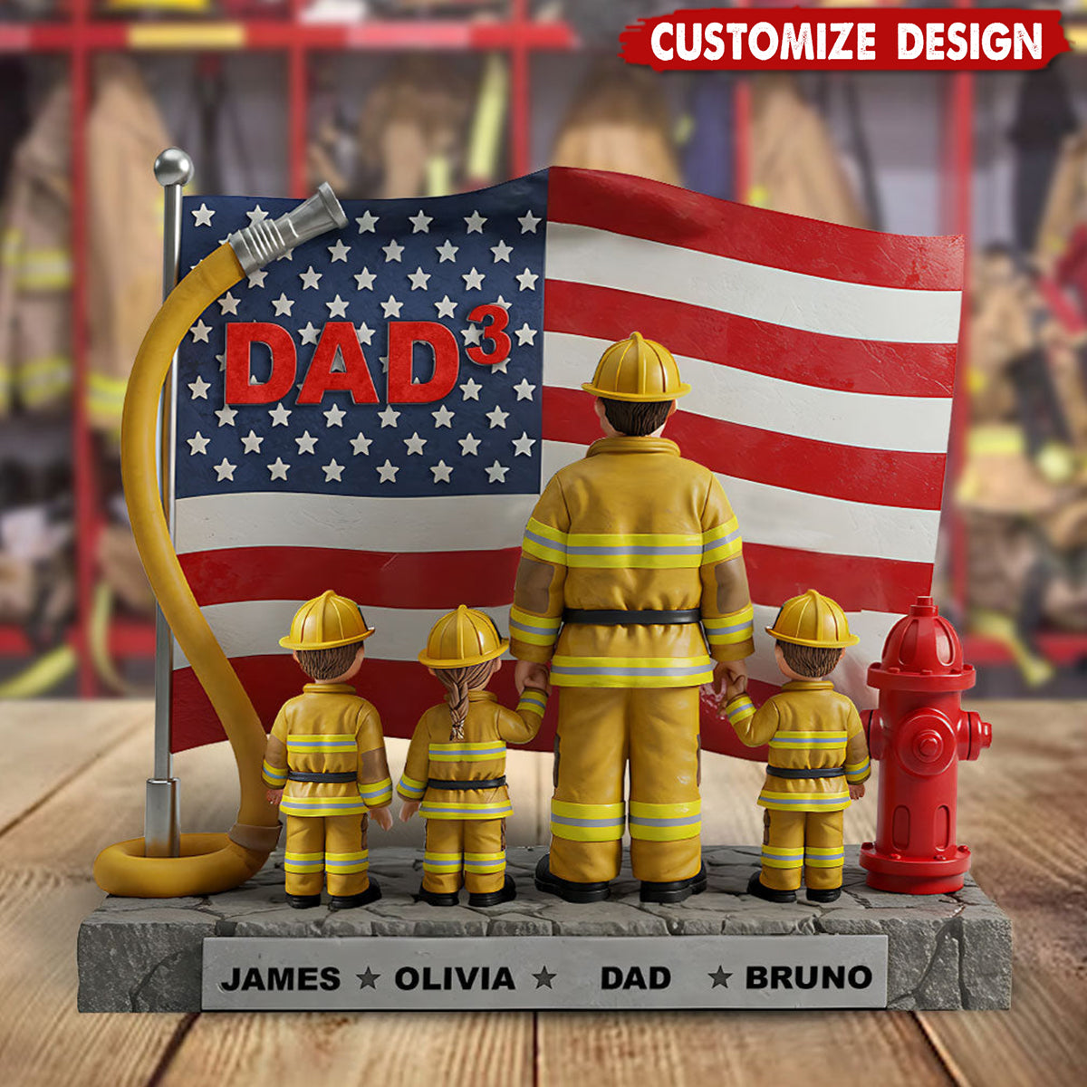 Firefighter Dad - Personalized Firefighter Shaped Acrylic Plaque