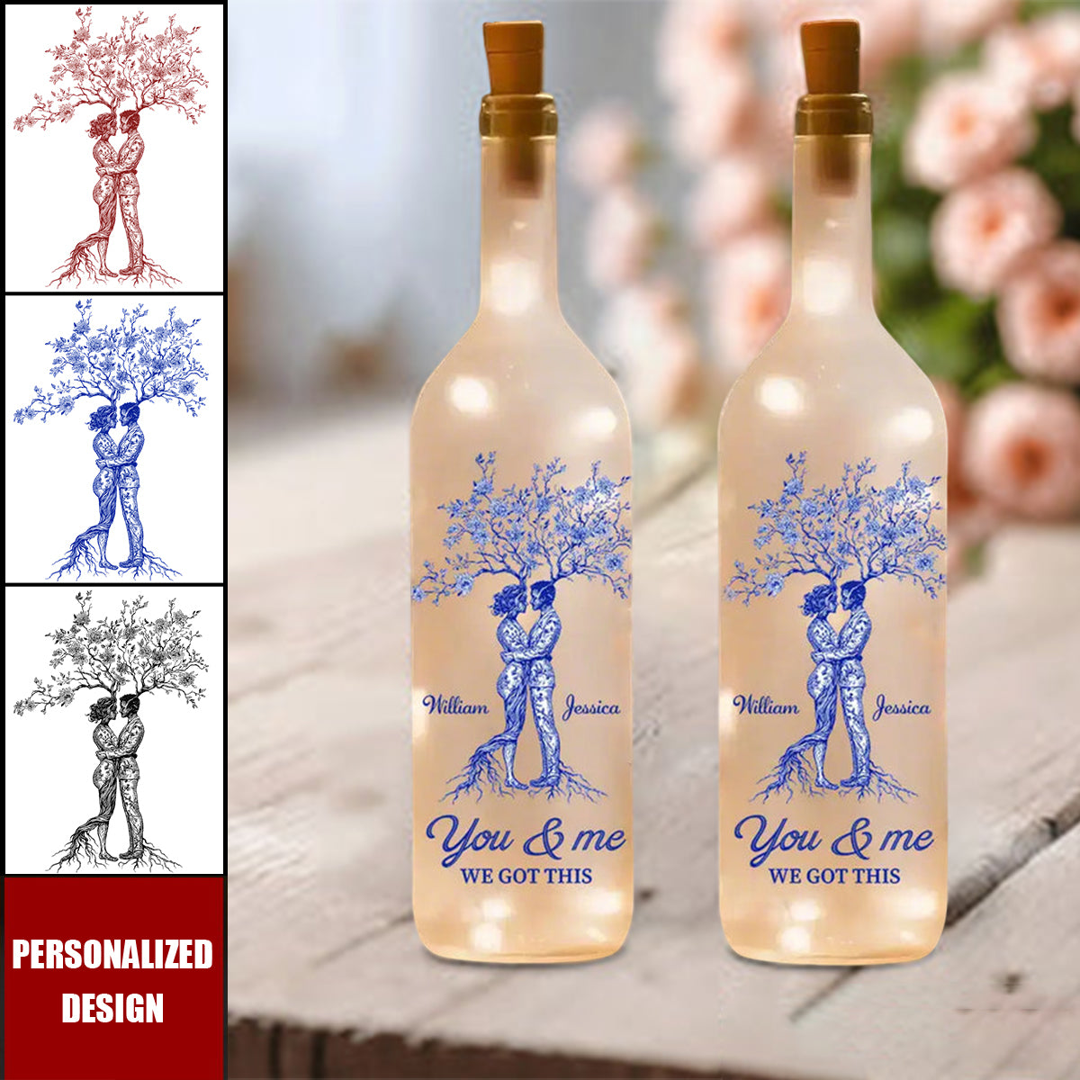 “You & Me, We Got This” Bottle Lamp-Custom Gift for Lovers, Personalized Home Décor