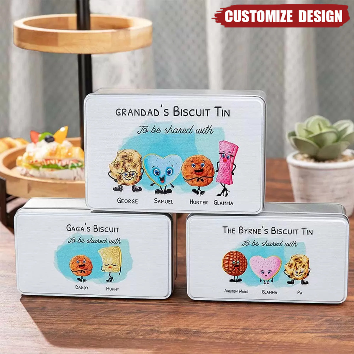 Personalized Food Grade Metal Biscuit Tin - Gift For Family