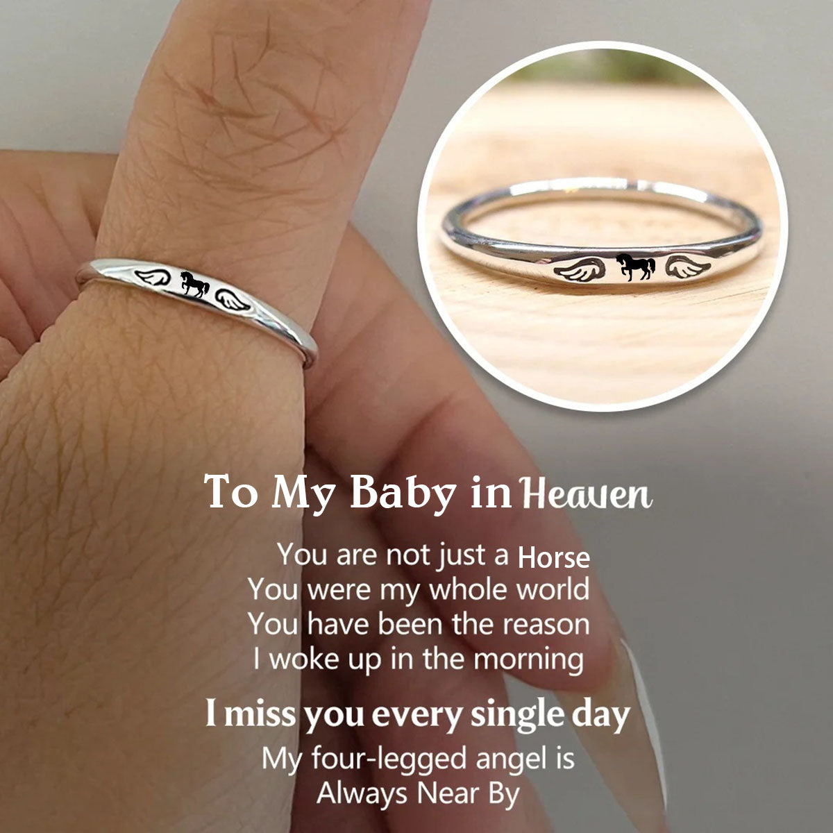 FOR MEMORIAL My Four-legged Angel is Always Near By-Personalized Tiny Paw With Wings Ring