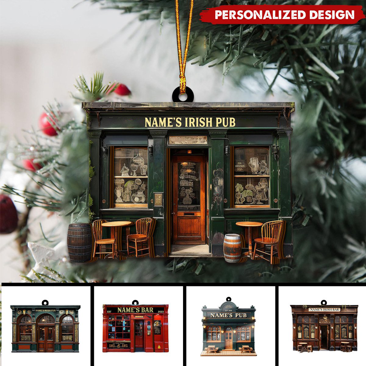 Personalized Pub Ornaments-Gift For Bartender-2024 New Release