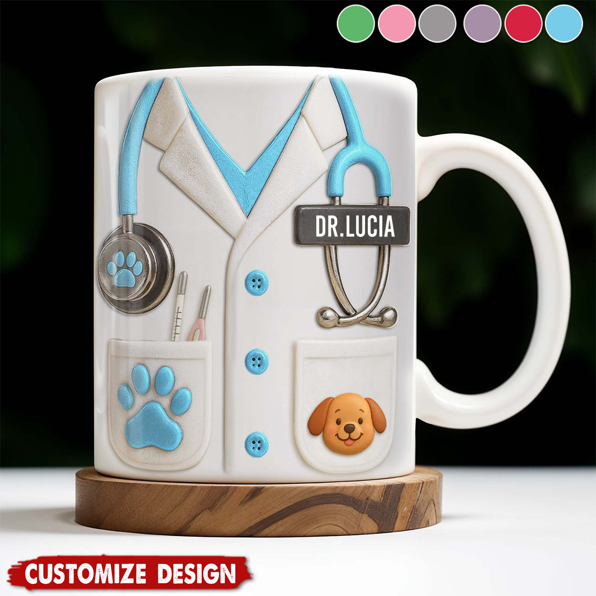 Medical Professional Design With Stethoscope And Dog Cat - Personalized Coffee Mug - Gift For Veterinarians