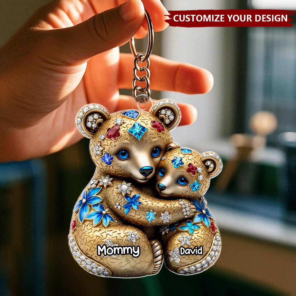 Mommy, My Safe Place - Family Personalized Shaped Acrylic Keychain - Mother's Day, Gift For Mom, Grandma