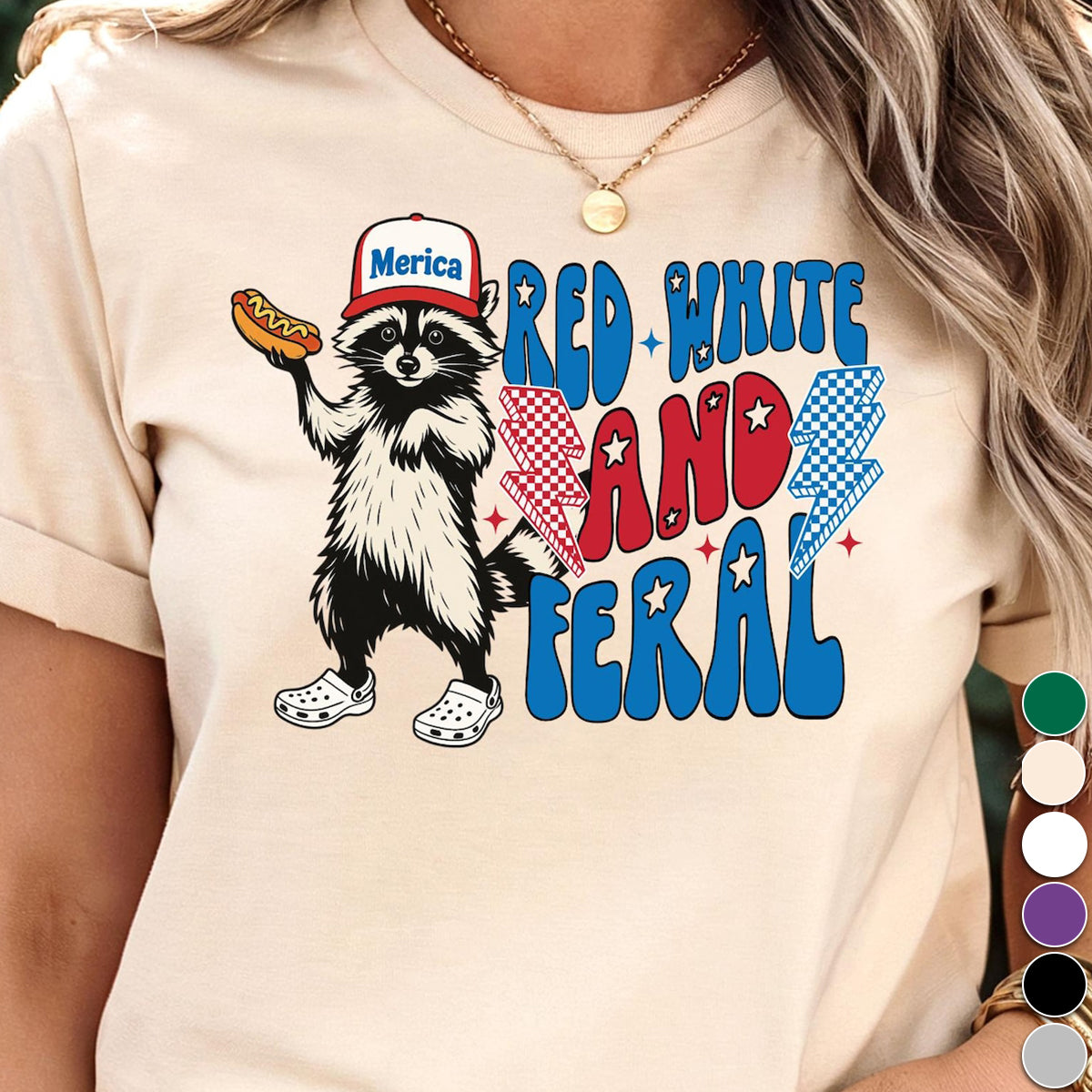 Funny 4th of July - Feral Raccoon Independence Day T-Shirt