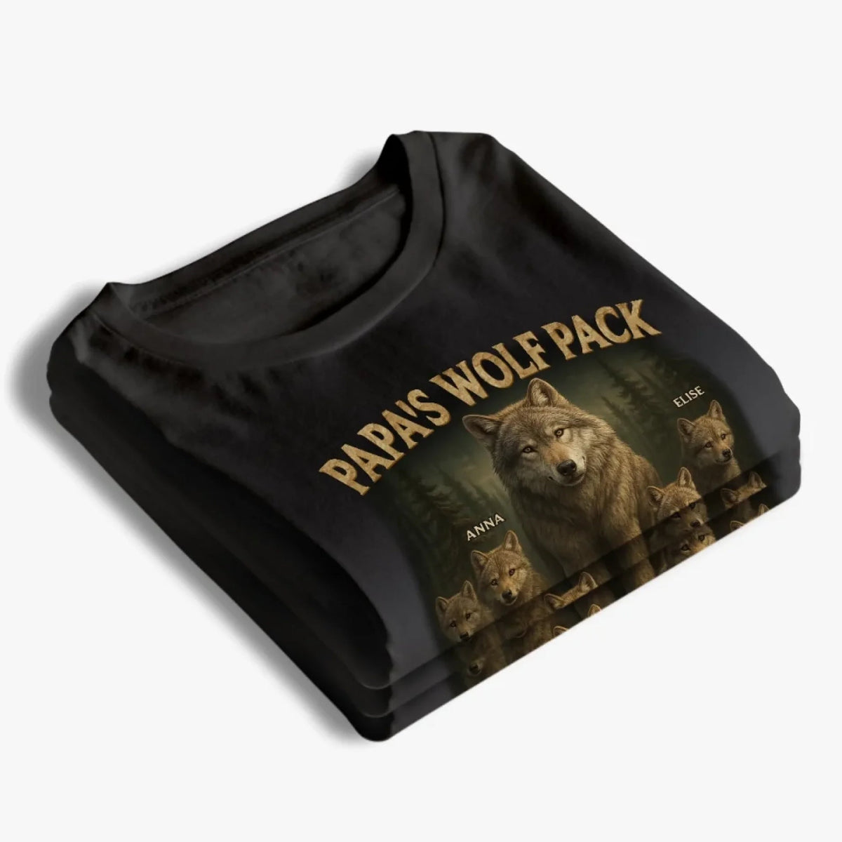Papa's Wolf Pack - Family Personalized Unisex T-shirt - Father's Day, Gift For Dad, Grandpa