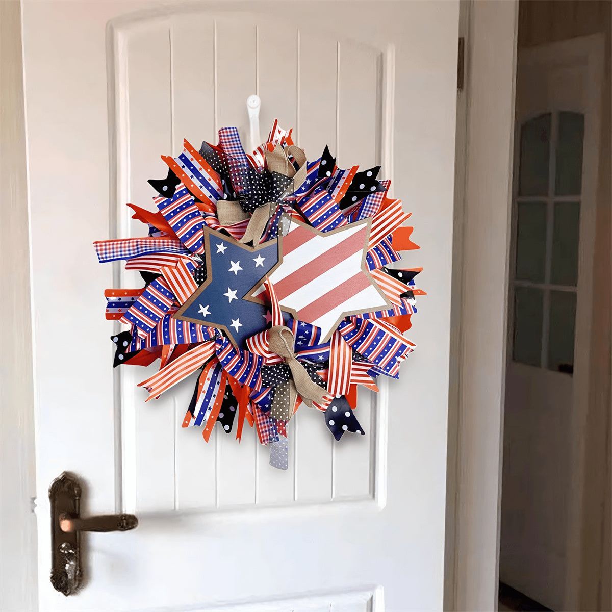 Handmade American Patriotic Star Wreath - Independence Day Decoration Gifts