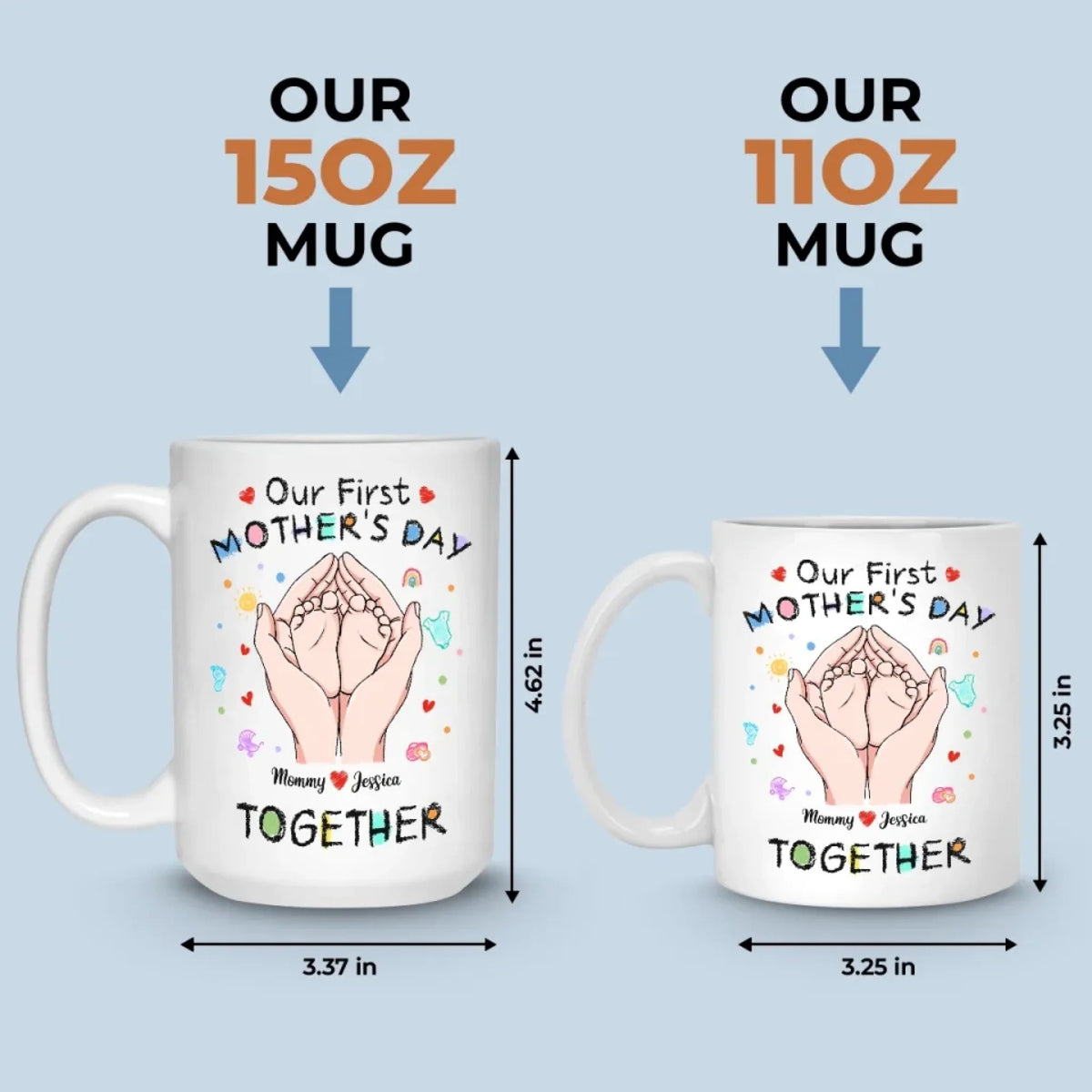 Tiny Toes, Big Love - Family Personalized Mug - First Mother's Day Gift For Mom
