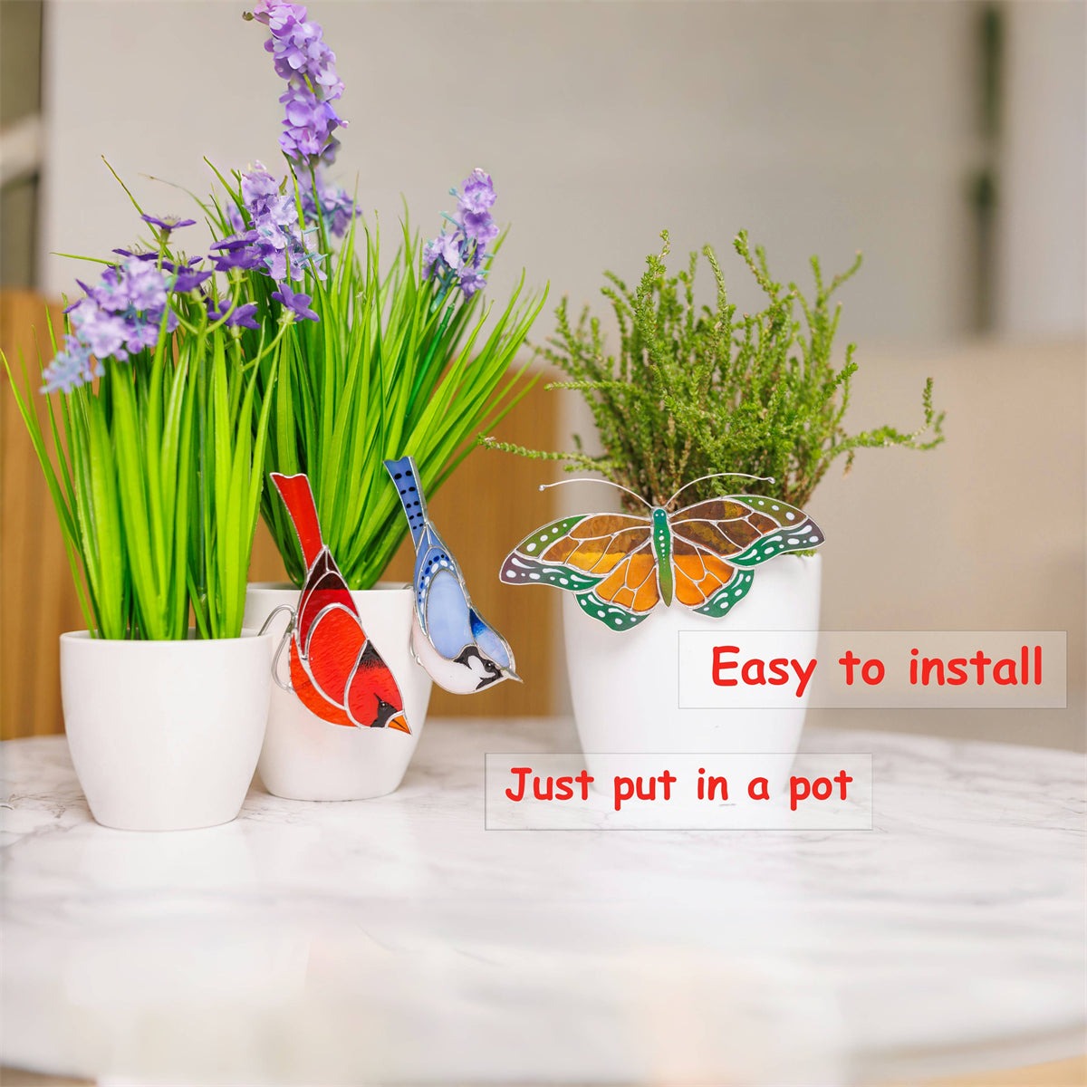 Stained glass planter farmhouse decor - Mother's Day gift for mom grandma