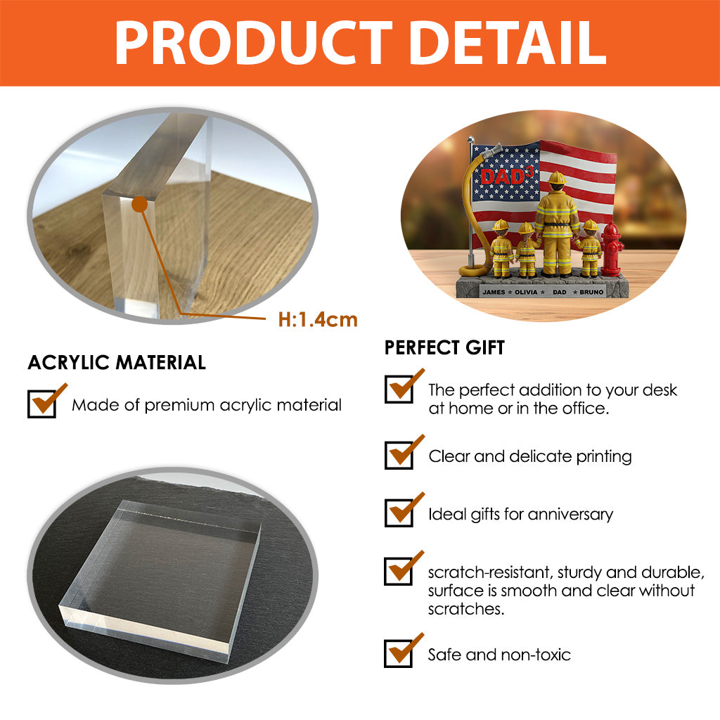 Firefighter Dad - Personalized Firefighter Shaped Acrylic Plaque