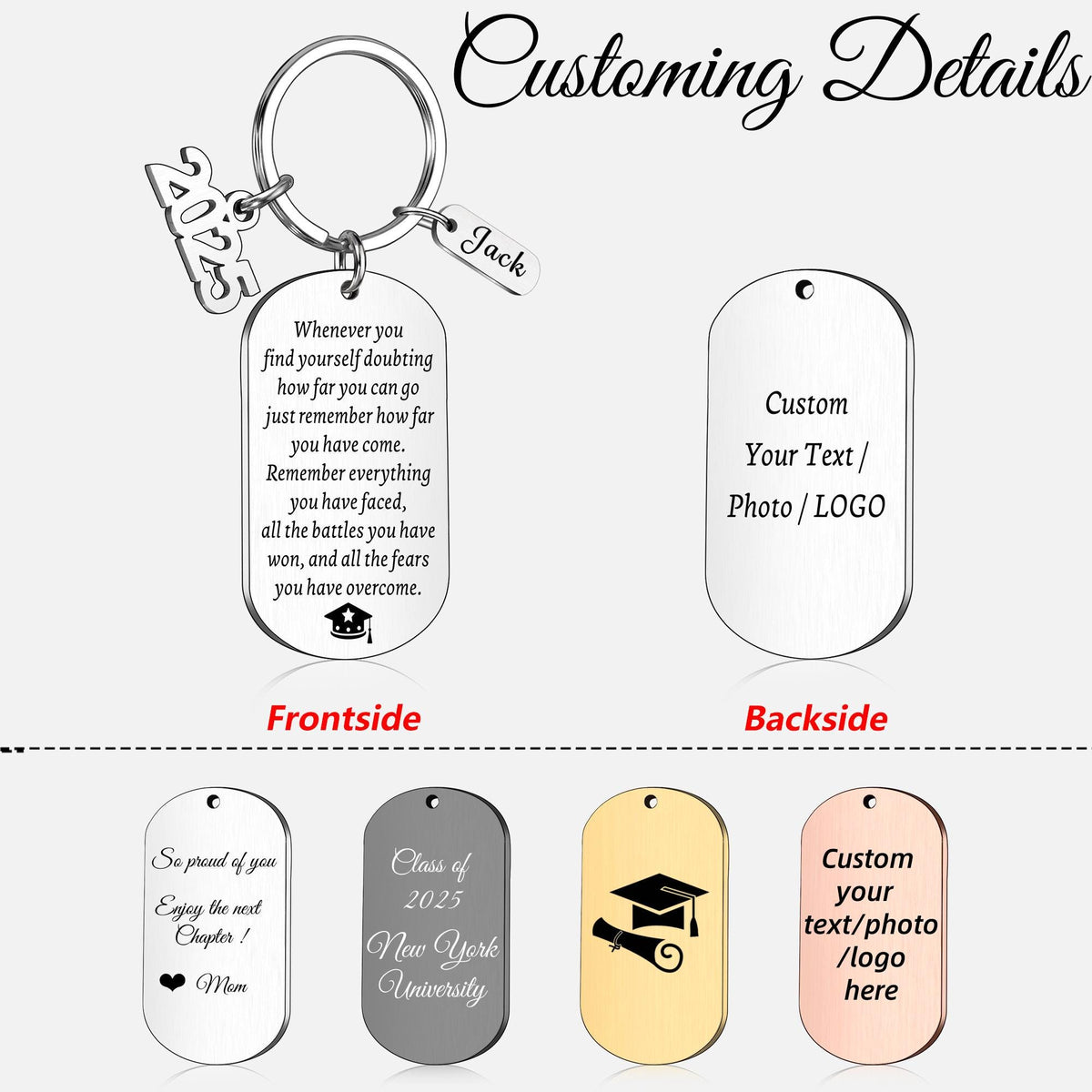 So Proud of You Grad Decor - Personalized Graduation Keychain - Class of 2025 Gifts