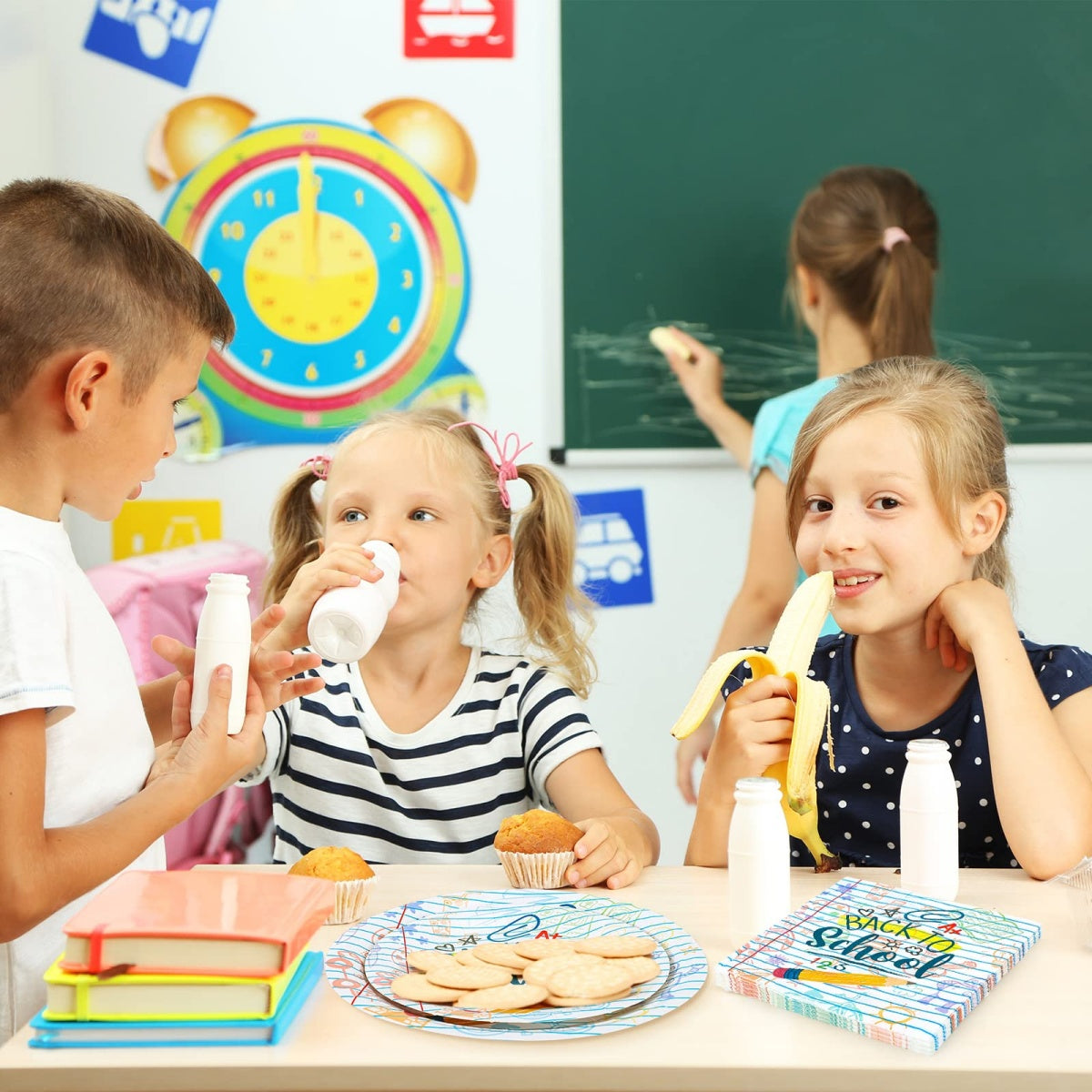 Back to School Tableware Set Homework Pencil Prints - School Season Disposable Dinnerware