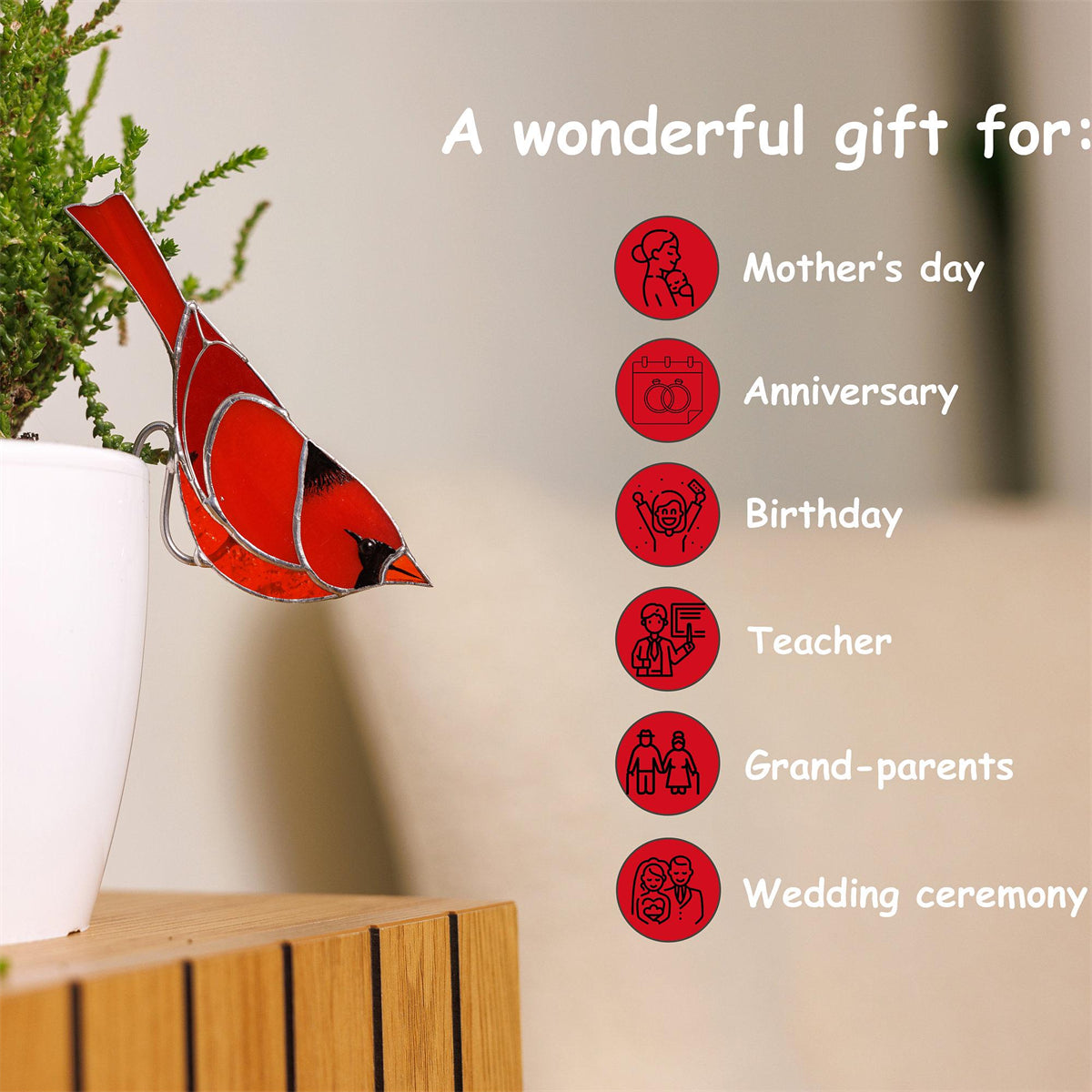 Stained glass planter farmhouse decor - Mother's Day gift for mom grandma