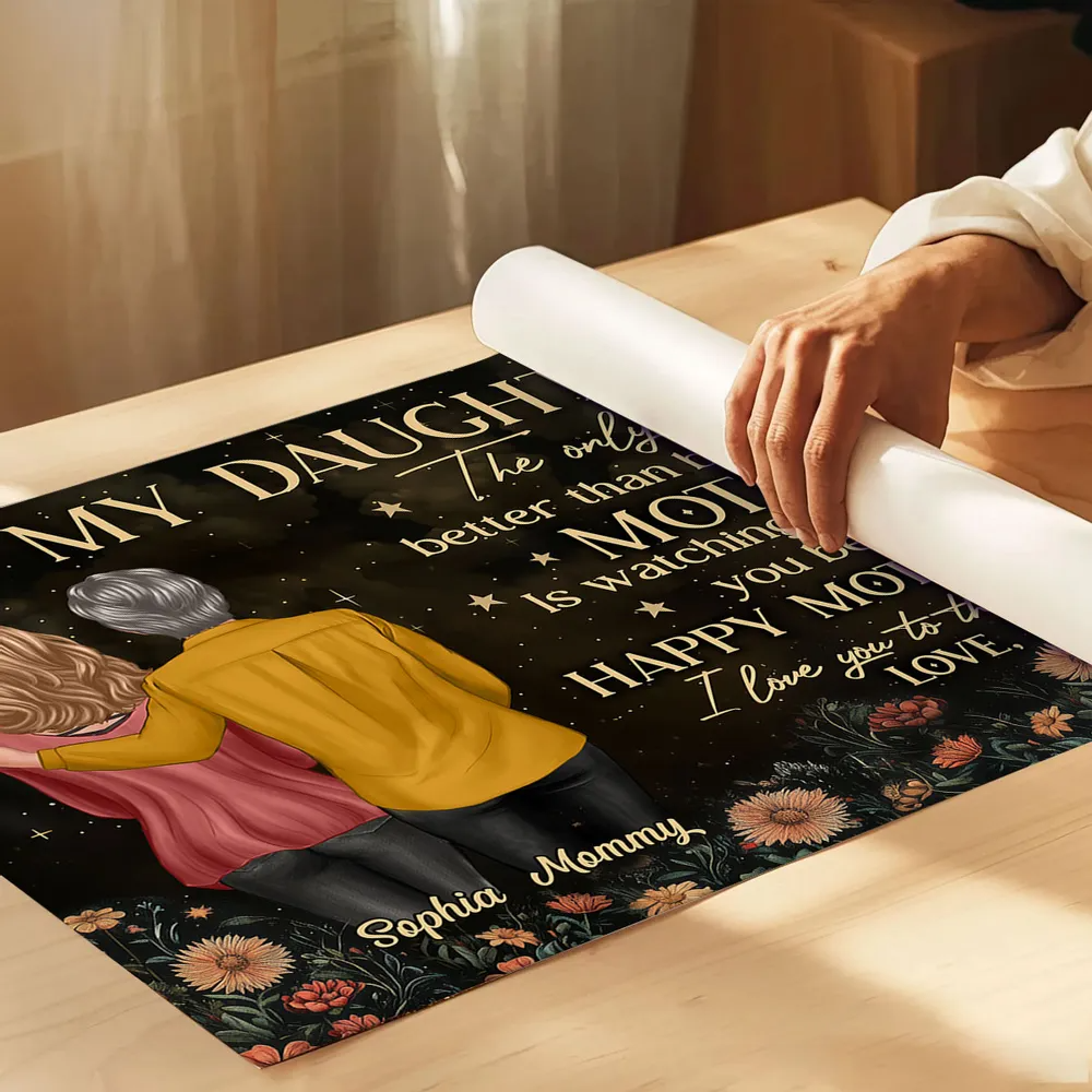 Vintage Flowers Gold Moon To My Daughter From Mom - Happy Mother's Day Personalized Poster