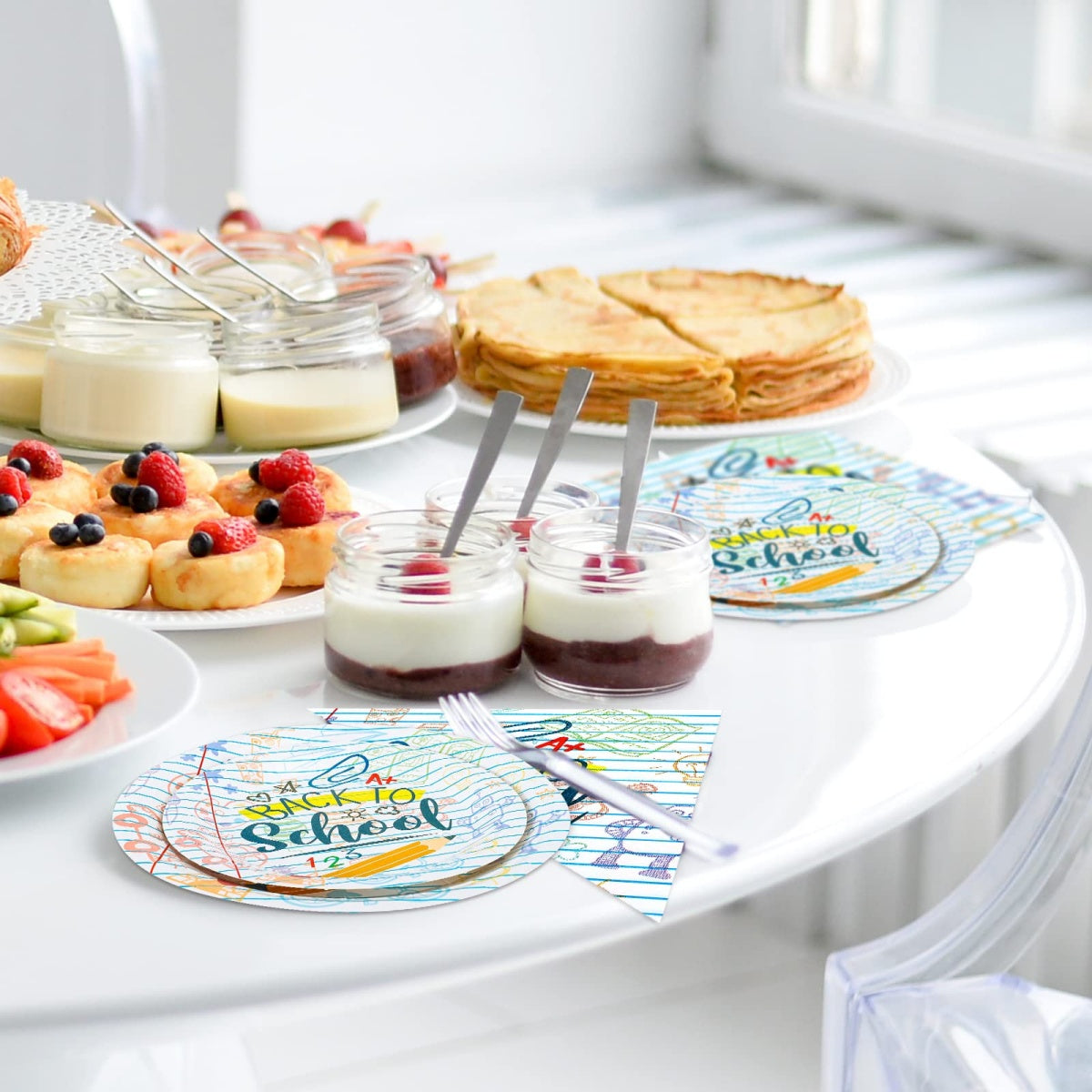 Back to School Tableware Set Homework Pencil Prints - School Season Disposable Dinnerware