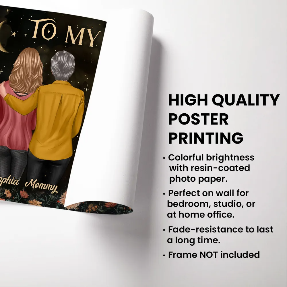 Vintage Flowers Gold Moon To My Daughter From Mom - Happy Mother's Day Personalized Poster