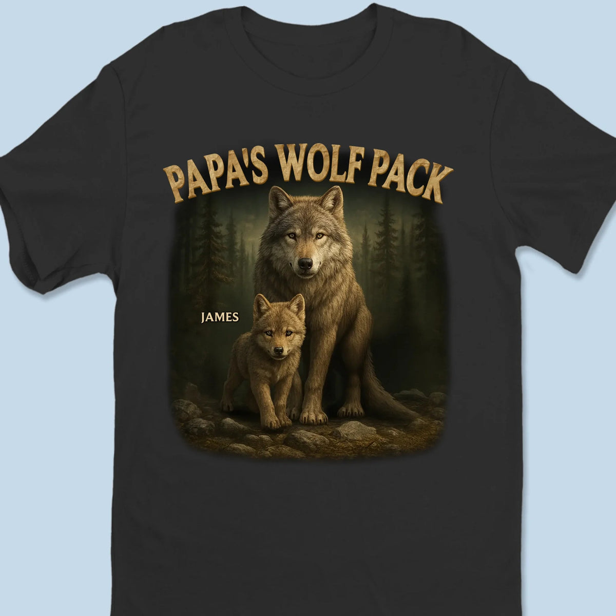 Papa's Wolf Pack - Family Personalized Unisex T-shirt - Father's Day, Gift For Dad, Grandpa