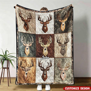 Personalized Deer Hunting Quilt Blanket - Gift for Hunter