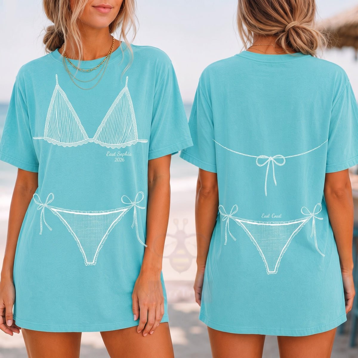 Personalized Girls Trip Double-Sided Bikini T-shirt