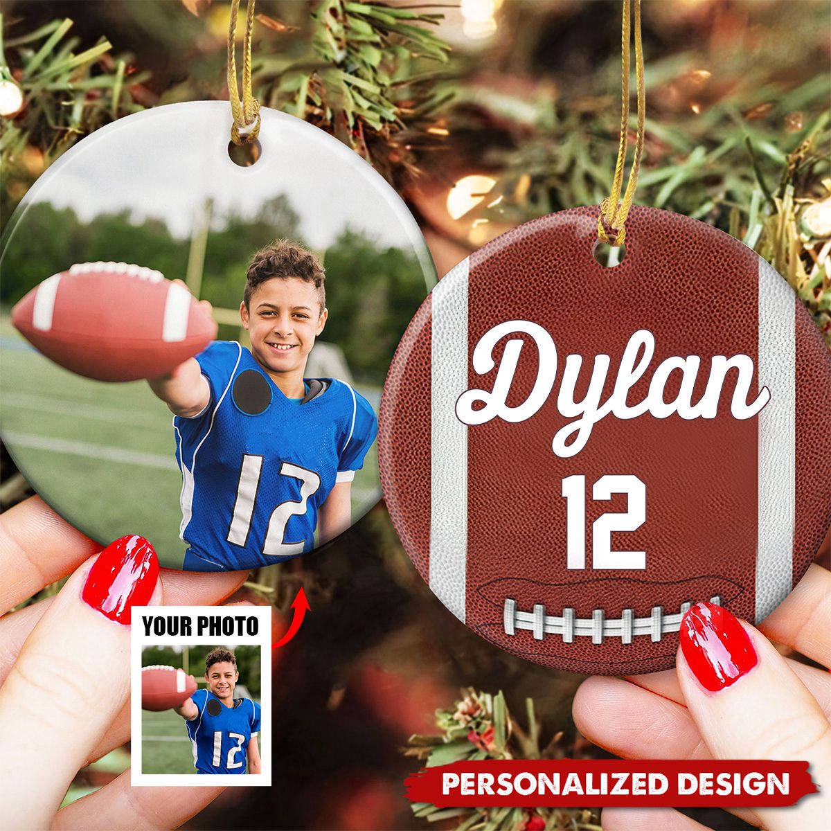 2024 New Release American Football-Personalized Ceramic Photo Ornament-Gift For American Football Lovers