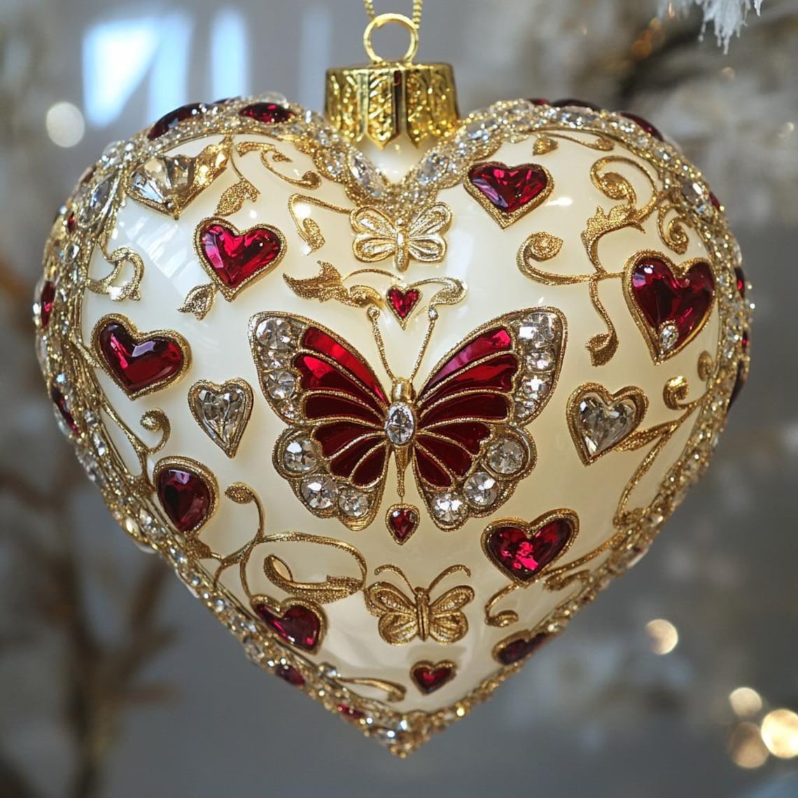 Butterfly Heart Acrylic Christmas Ornament-Gifts For Friends,  Xmas Gift For Her