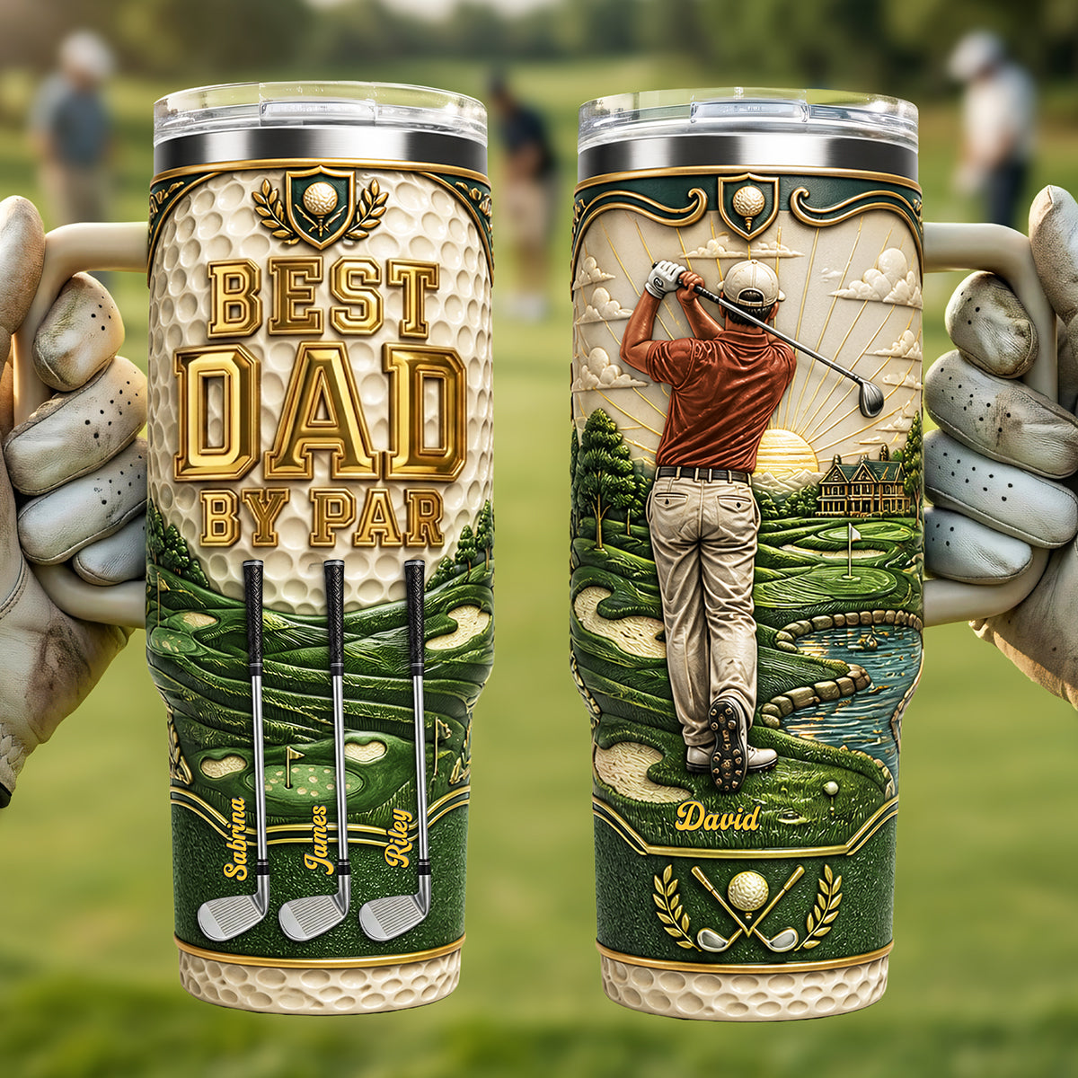 Personalized Best Dad By Par Golf 40oz Tumbler - Gifts For Dad