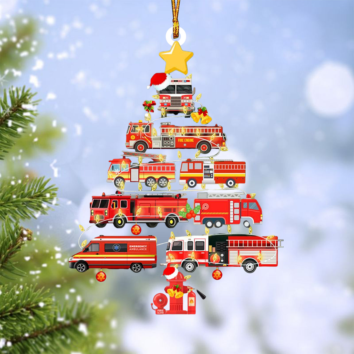 Firefighter Trucks Christmas Tree Ornament-Gift For firefighters-2024 New Release