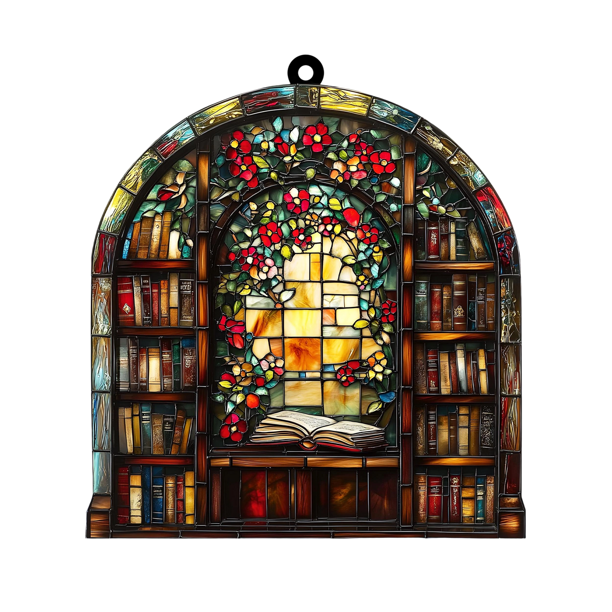 Library Bookshelf Window Hanging - Gift for Book Lover