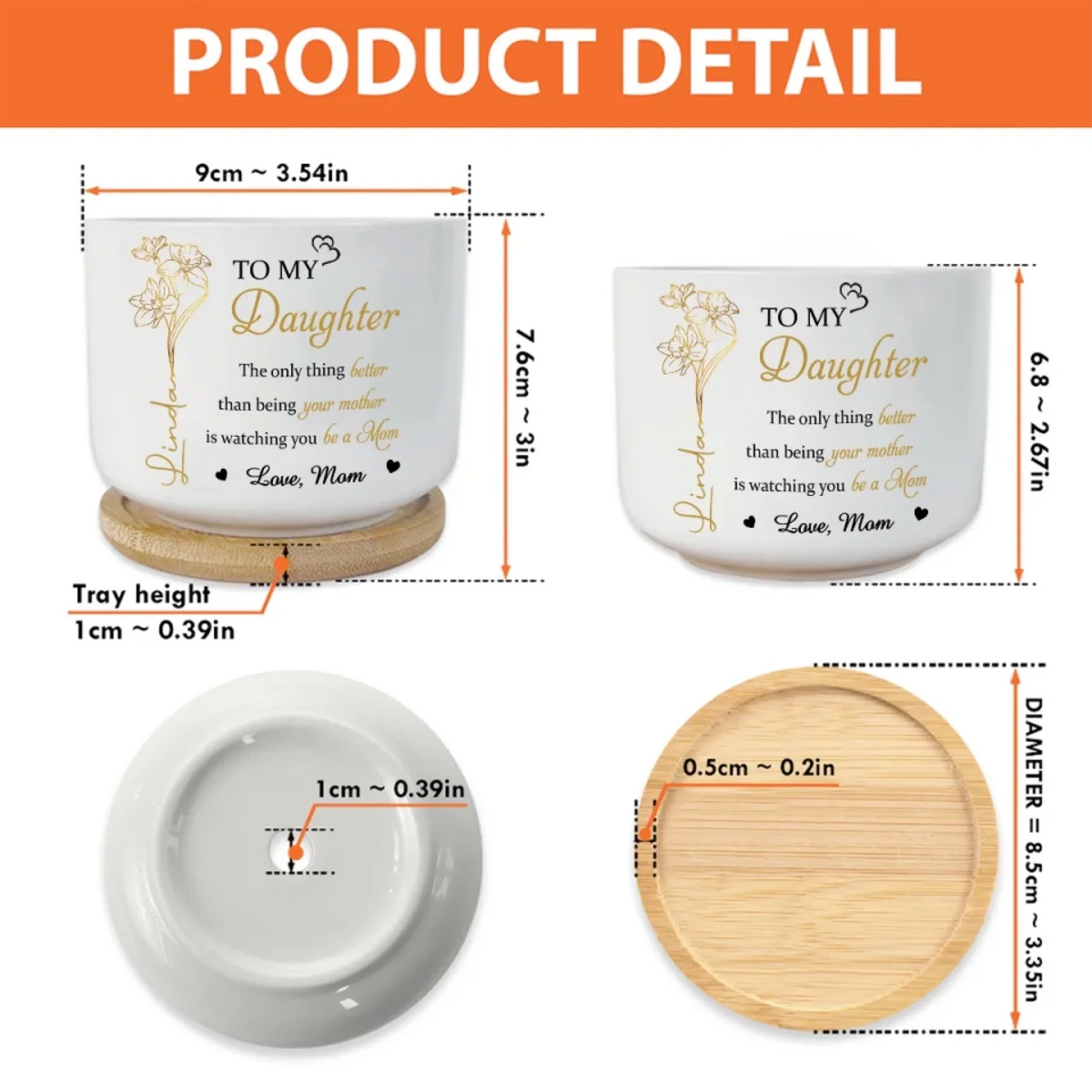 From My Heart To Yours - Personalized Home Decor Ceramic Plant Pot - Gift For Mother's Day