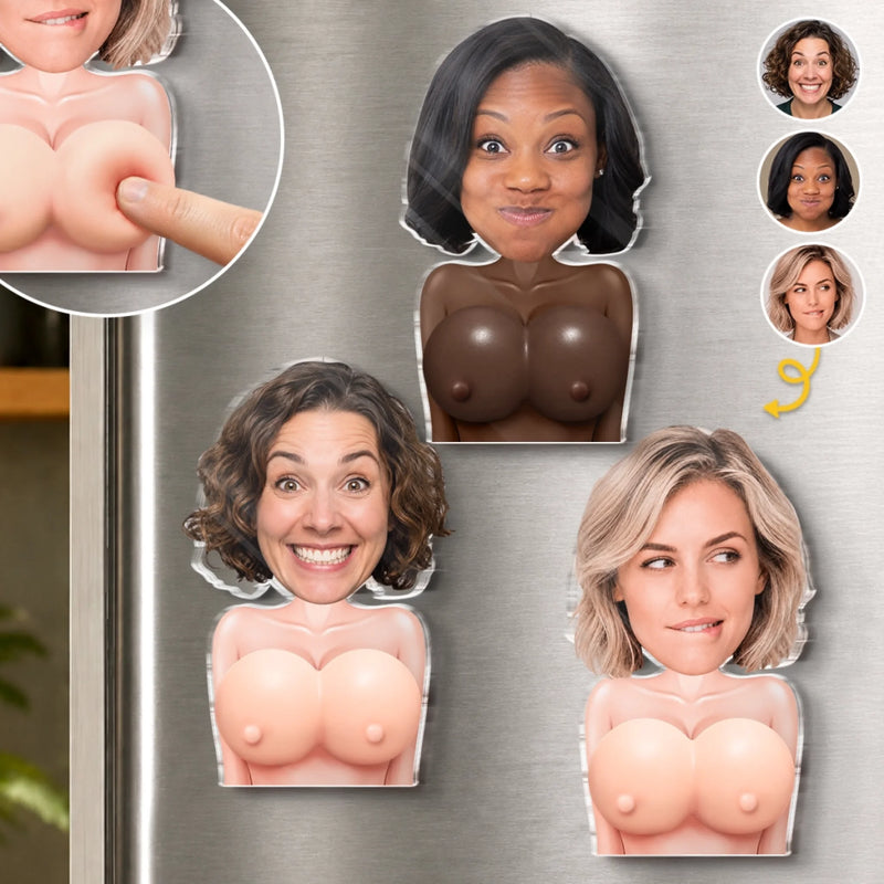 Thanks For Putting Up With Me - Custom Photo Squishy Acrylic Fridge Magnet - Personalized Anniversary Wedding Gifts For Husband,Wife,Couple