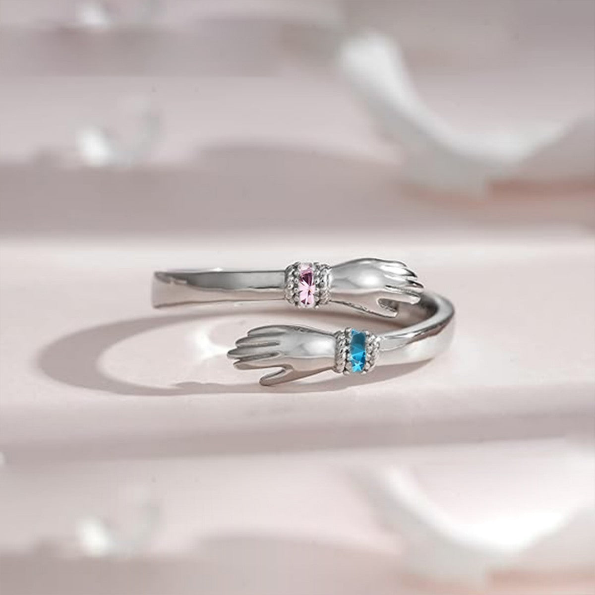 For Granddaughter - Always Keep Me In Your Heart Custom Birthstone Hug Ring