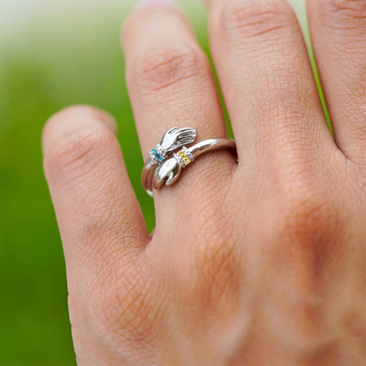 For Granddaughter - Always Keep Me In Your Heart Custom Birthstone Hug Ring