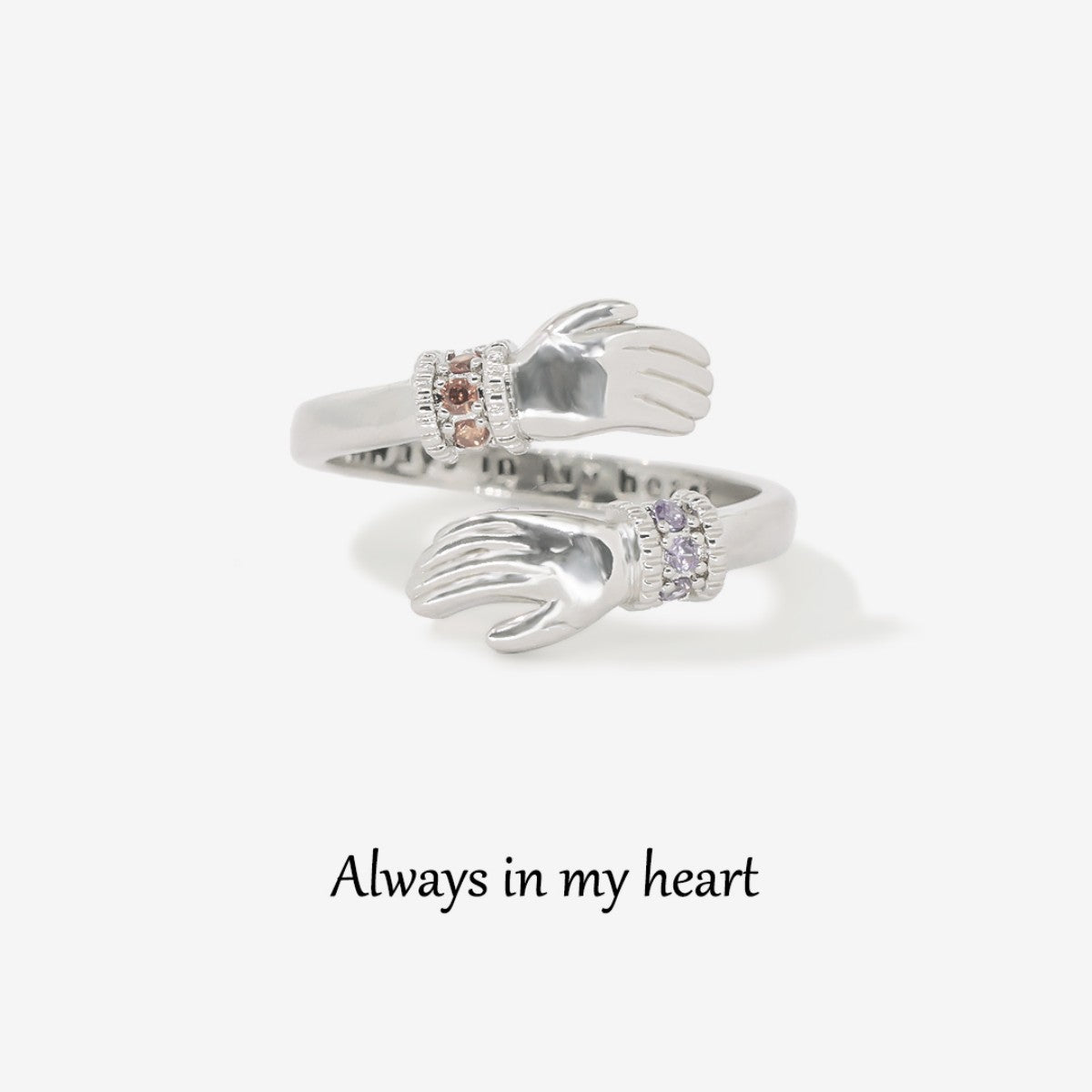 For Granddaughter - Always Keep Me In Your Heart Custom Birthstone Hug Ring