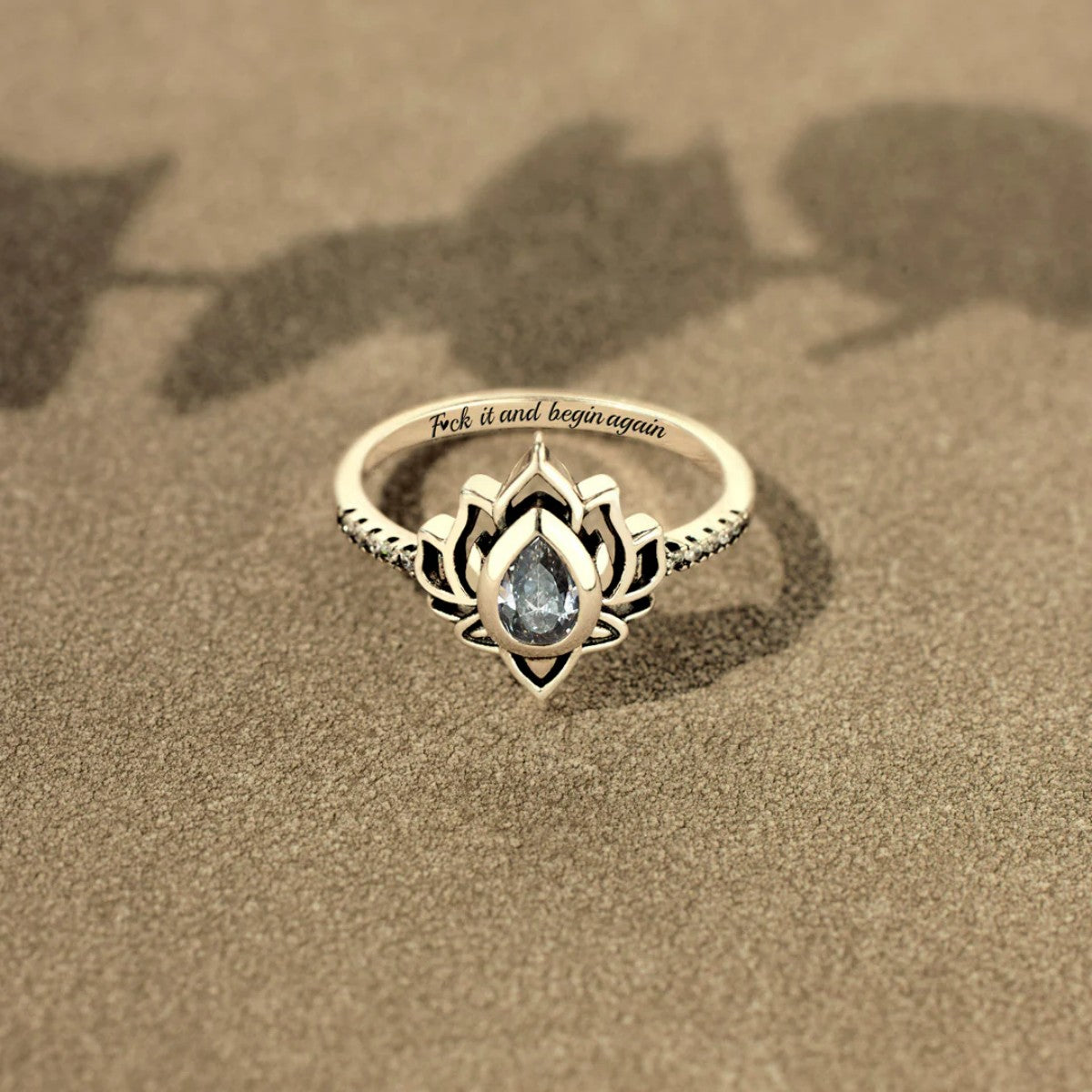 F*ck It and Begin Again Lotus Ring