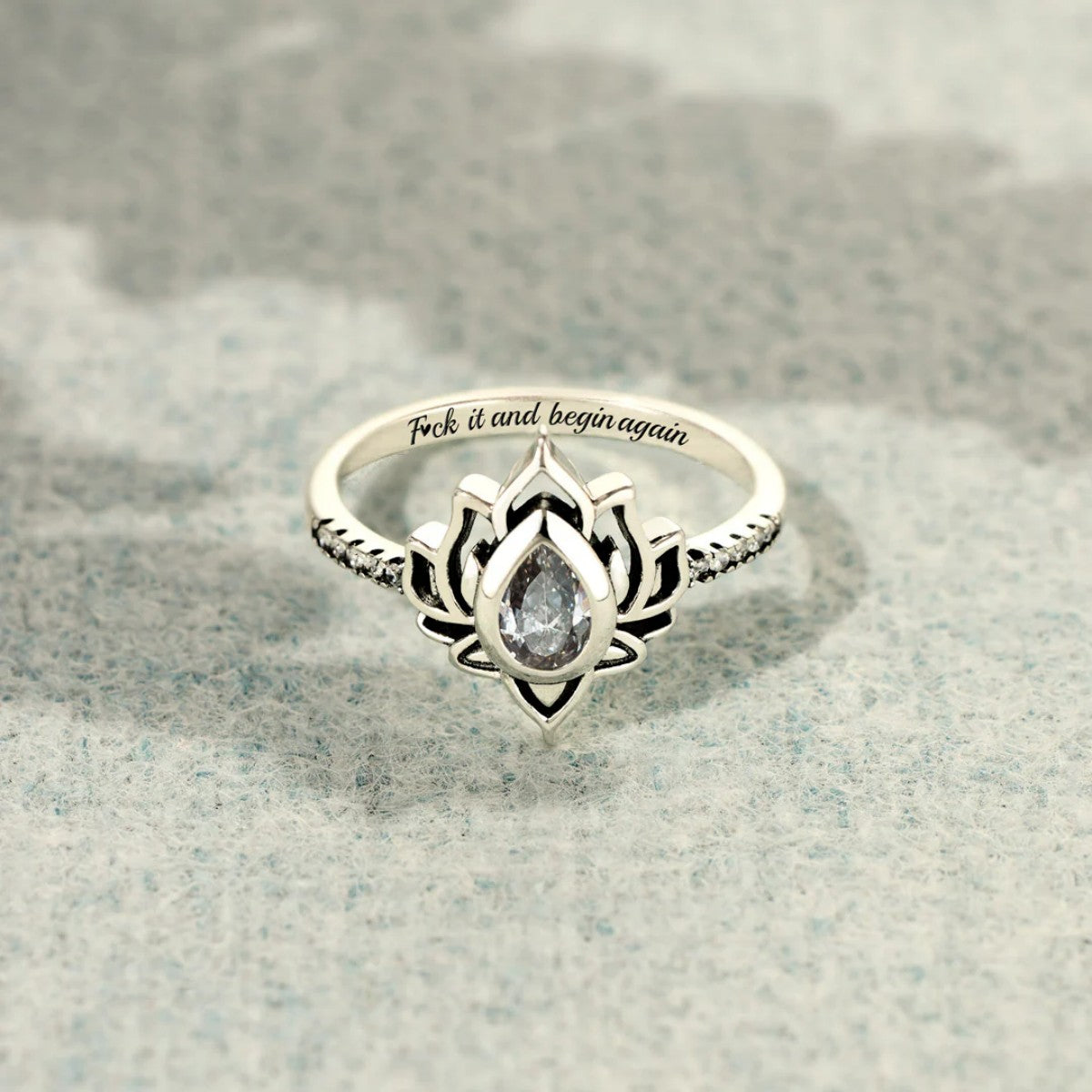 F*ck It and Begin Again Lotus Ring