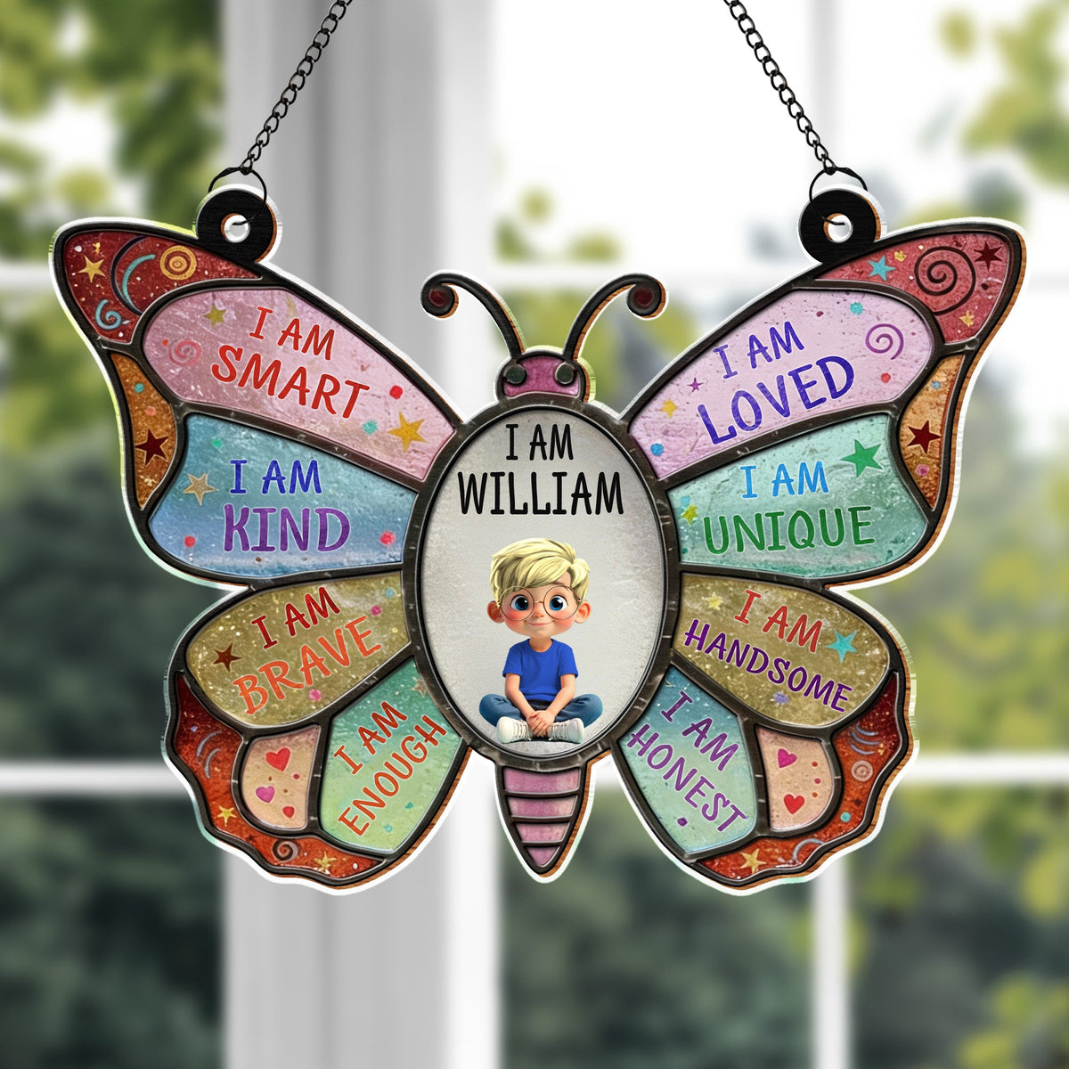 I Am Smart - Personalized Kid Suncatcher - Gift For Children