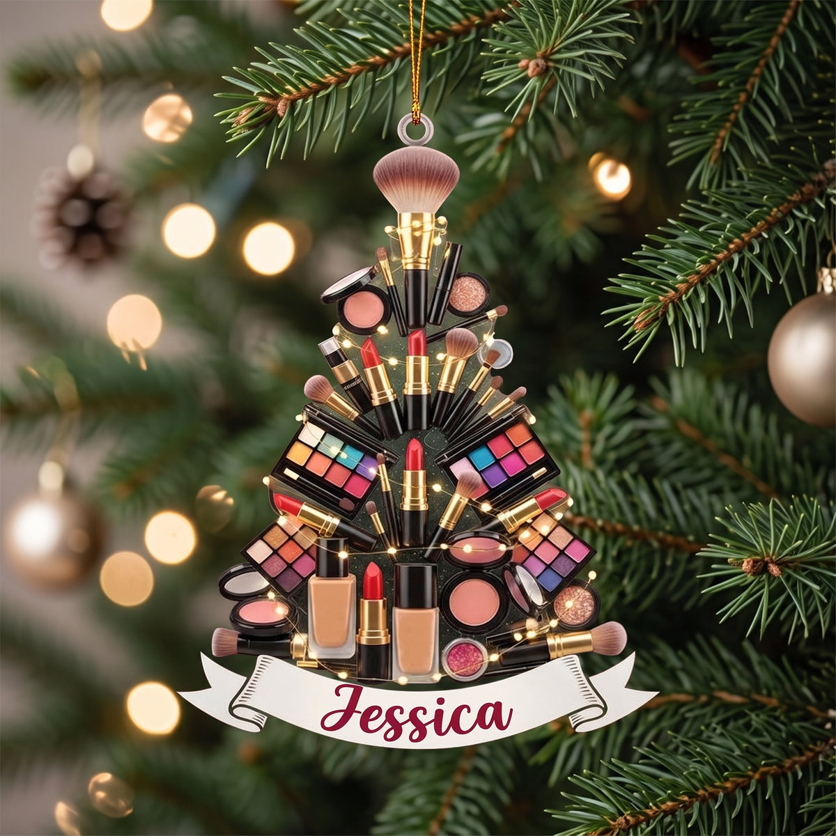 Personalized Makeup Artist Christmas Ornament Gift, Make Up Ornament For Girls
