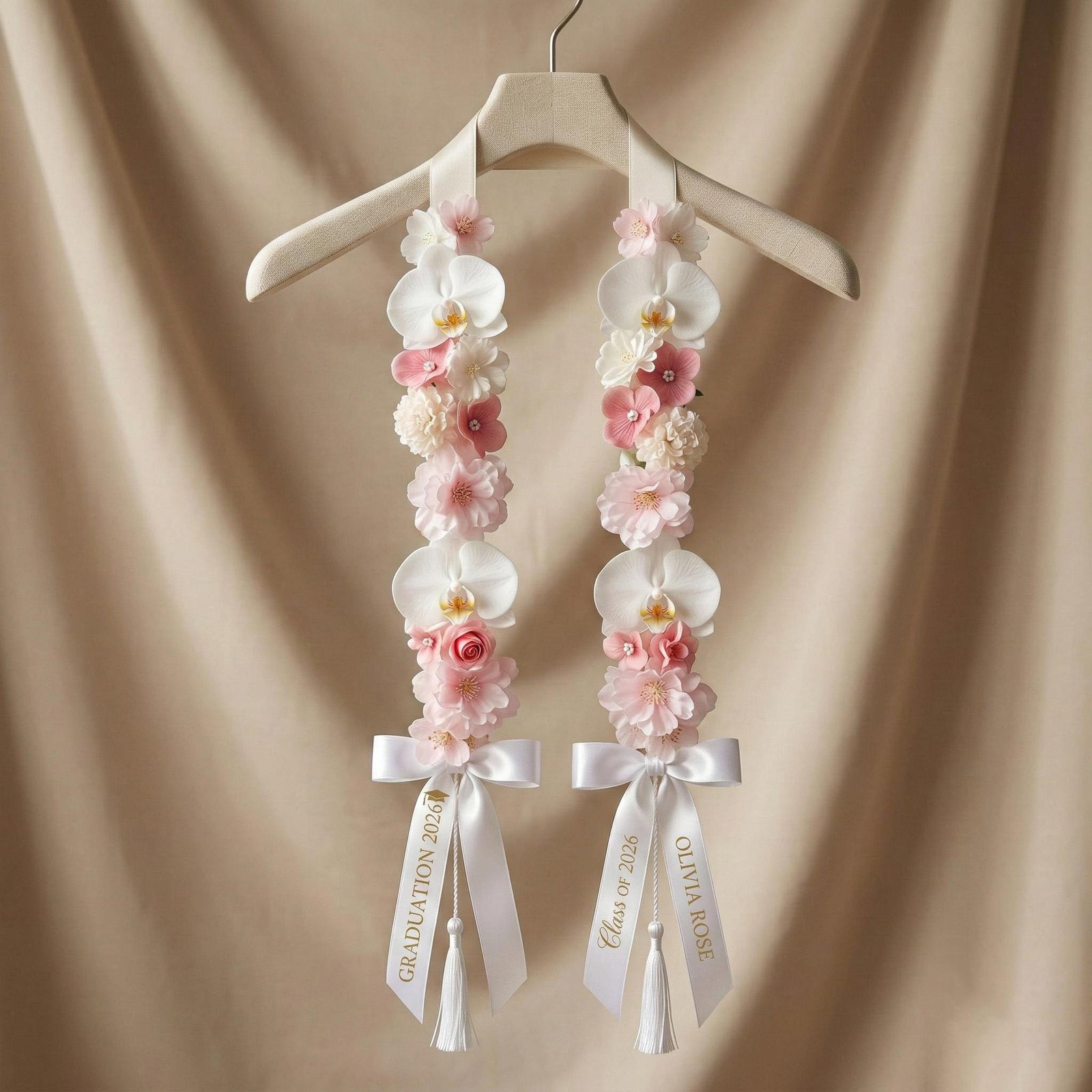 Personalized Layered Flower Floral Graduation Stole, Handmade Grad Sash 2026