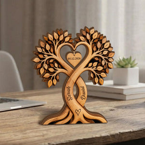 Personalized Couple Heart Tree Wooden Plaque
