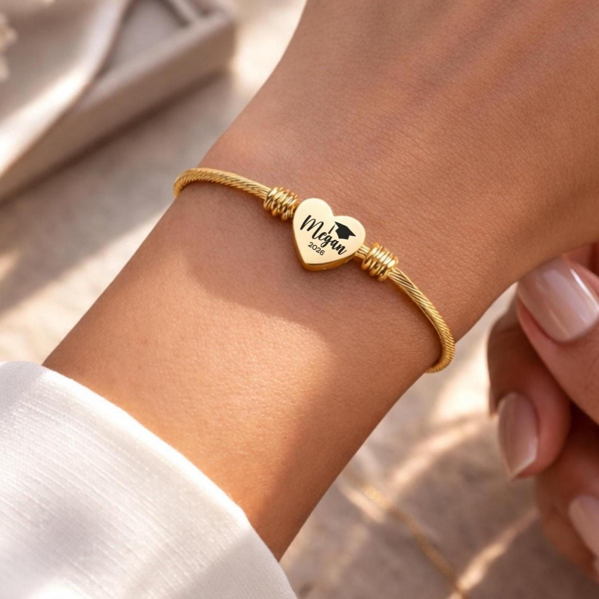 Personalized Graduation Cuff Bracelet, Class of 2026