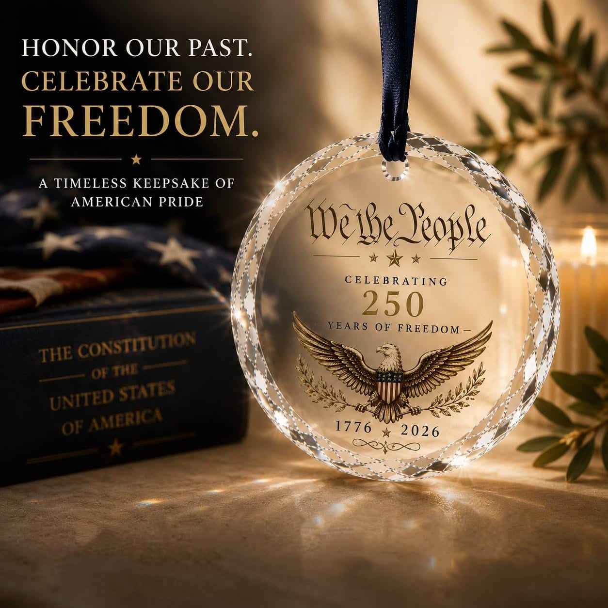 Patriotic Freedom Keepsake - We The People Ornament - America 250 Heritage Christmas Gift 1776