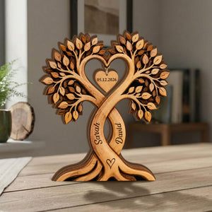 Personalized Couple Heart Tree Wooden Plaque