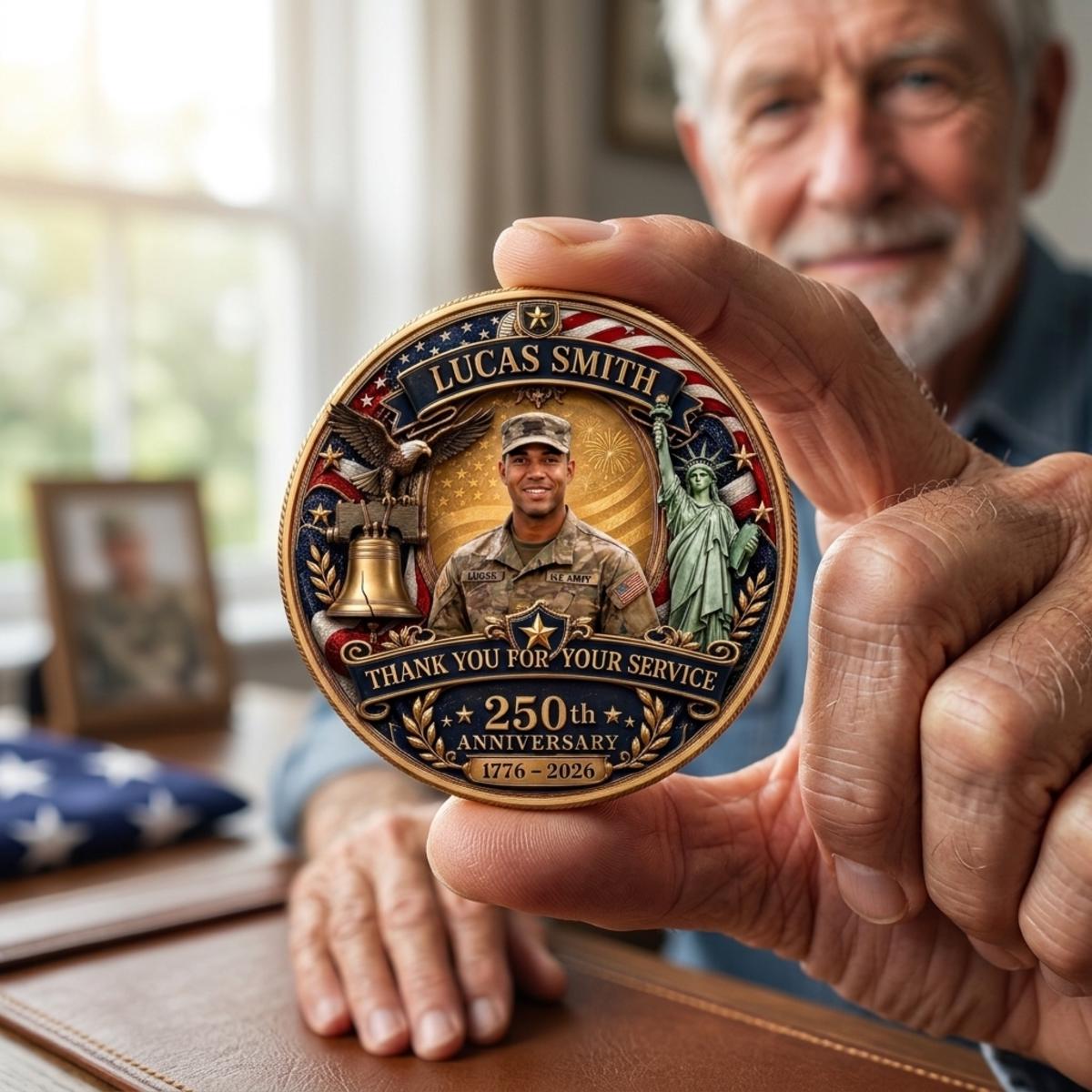 Thank You For Your Service - Personalized American 250th Anniversary Veteran Appreciation Coin