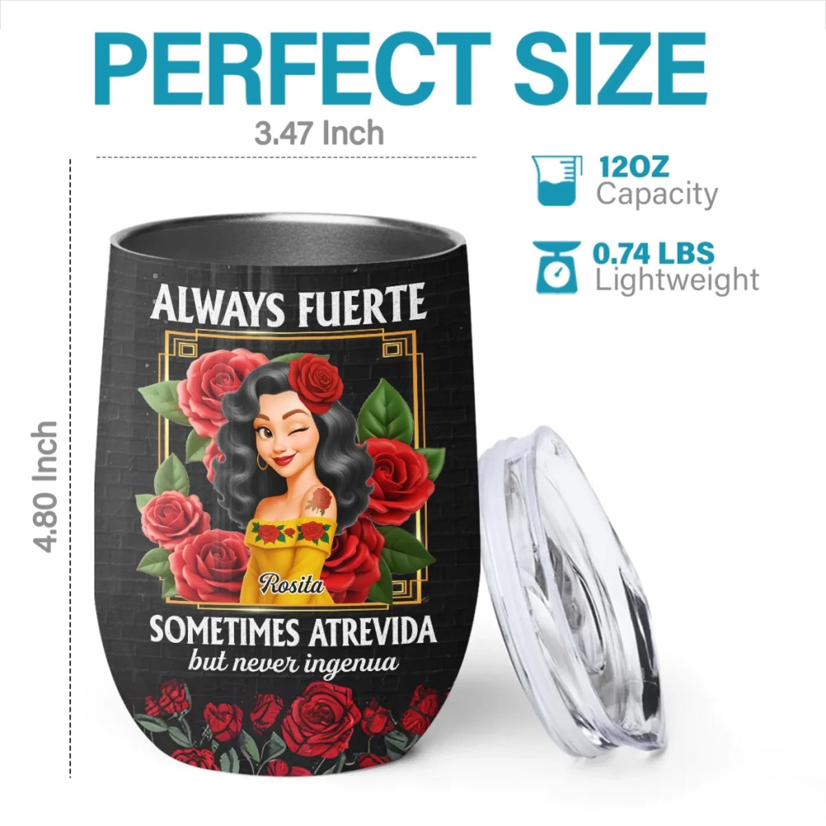 Custom Wine Tumbler - Personalized Hispanic Month Birthday Gifts For Hispanics And Latinos, Women - Beauty With Bite, Grace With Grit