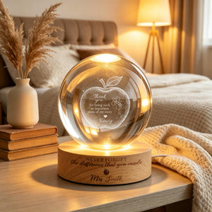Personalized Teacher Appreciation Crystal Ball Night Light - End of Year Teacher Gift
