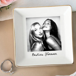 Personalized Bestie Photo Jewelry Dish - Gifts for Best Friend, Birthday Gifts For Bestie