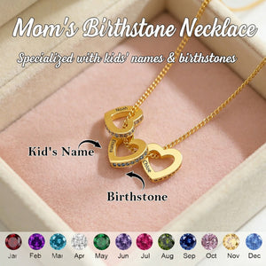 Personalized Heart Circle Birthstone Necklace with Name, Custom Birthstone Necklace, Dainty Family Gift for Her, Mothers Day Gift