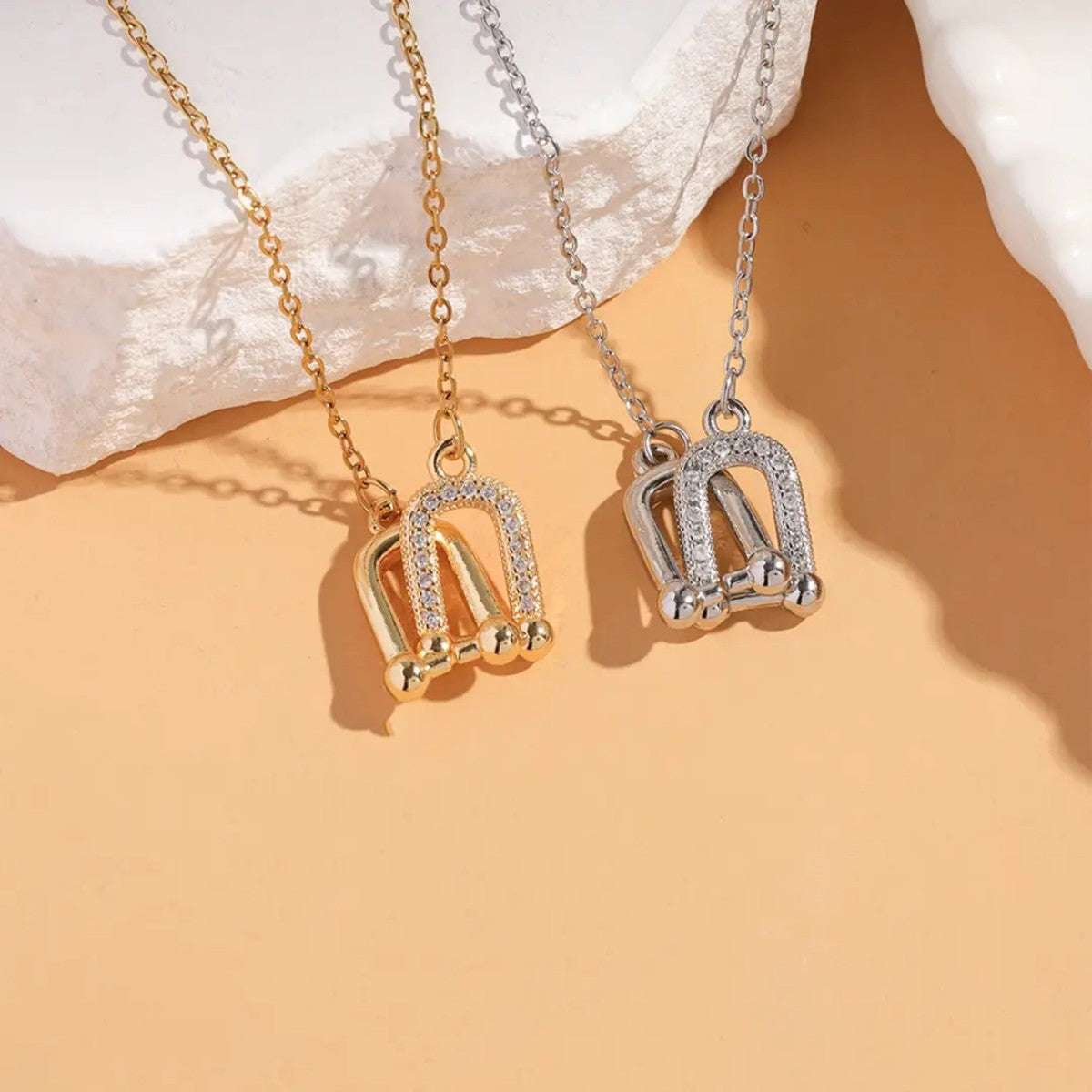 Mother & Daughter Interlocking Horseshoe Buckle Necklace